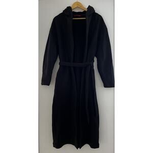 American Giant Womens Fleece Long Coat XS/S Black Mid Weight Cotton Hooded Comfy
